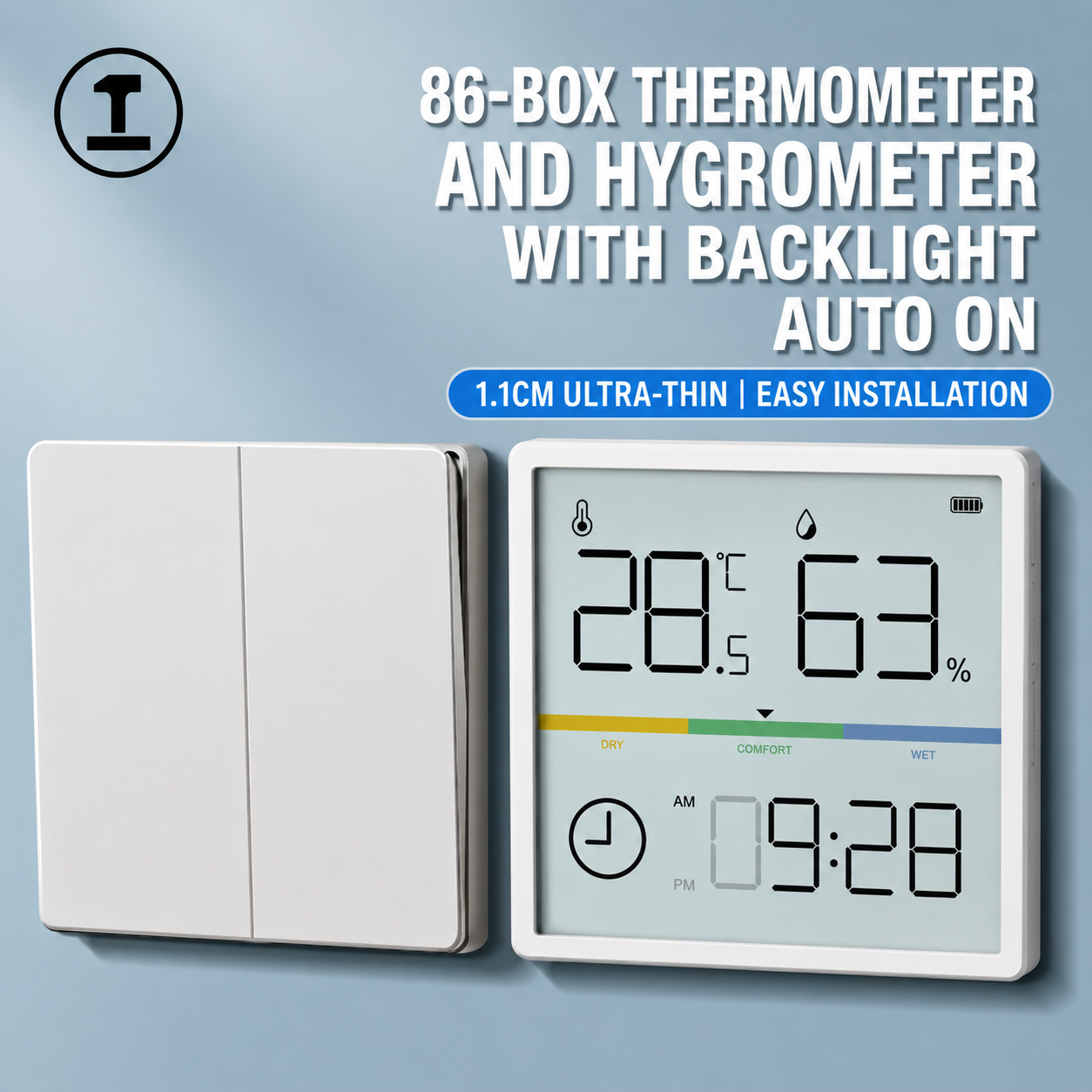 Digital Hygrometer Probe - Digital Indoor Thermometer Hygrometer with Clock