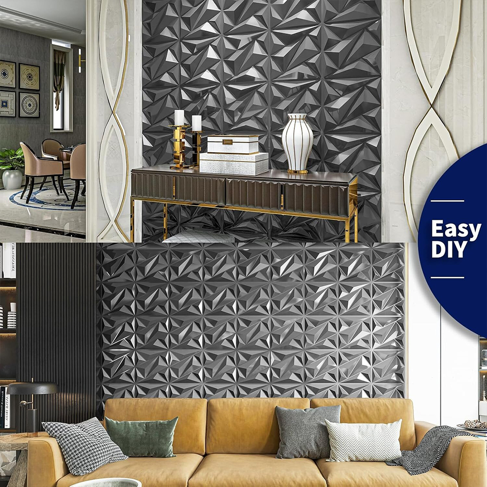 50/100Pcs 3D Wall Panel Diamon - Pvc Panel Background ulasan dan harga